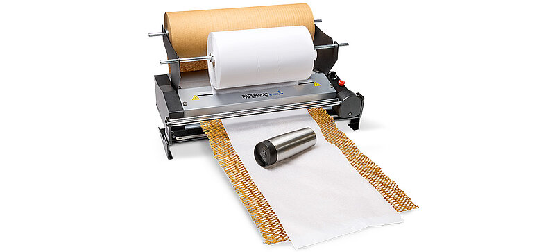 A paper machine for wrapping and cushioning small and fragile products.